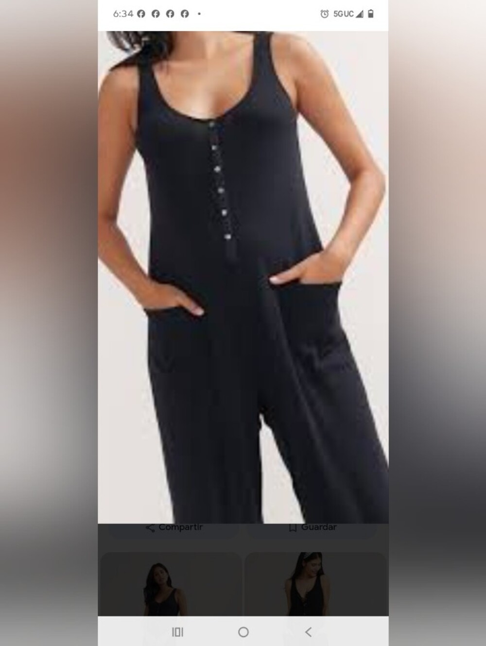 Hatch Black Sleeveless Button-Front Jumpsuit with Pockets